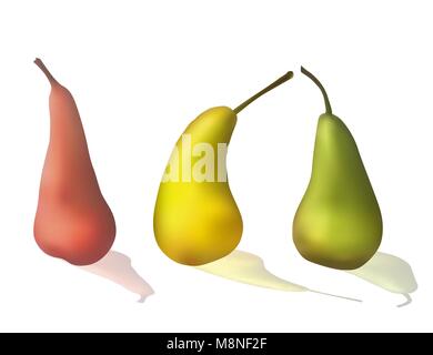 Set of colorful pears Stock Vector