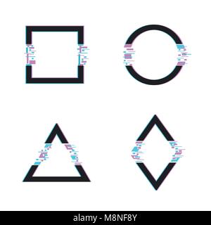 Trendy glitched shapes Stock Vector