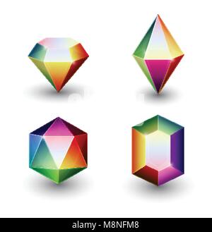Crystals icons set Stock Vector