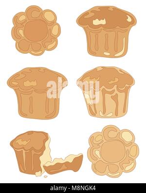 a vector illustration in eps 8 format of different brioche pastries in top and side view and a broken bun on a white background Stock Vector