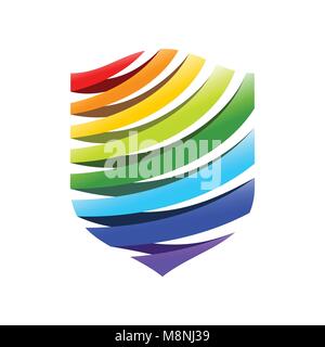 Rainbow Fountain Modern Shield Vector Symbol Graphic Logo Design Stock Vector