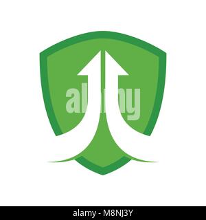 Rising Team Arrow Modern Shield Vector Symbol Graphic Logo Design Stock Vector