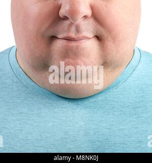 Close up of overweight man's chin and neck, cropped. Stock Photo