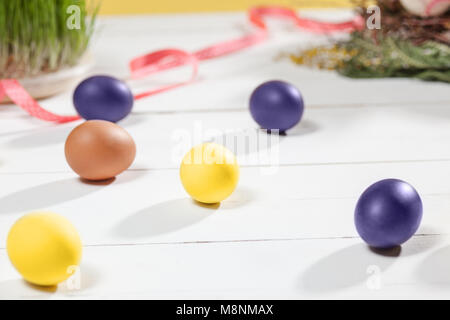 Beautiful easter table setting composition. Stock Photo