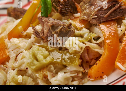 Ugra palov - noodle pilaf , Uzbek Cuisine close up Stock Photo