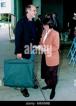 Ann Arbor, Michigan, USA, October 19, 1992 Jim Carville Clinton's political advisor leaves the hotel in Ann Arbor enroute to the debate. Credit: Mark Reinstein/MediaPunch Stock Photo