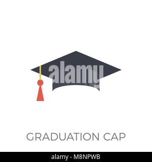 Graduation Cap Icon Vector. Isolated on White Background. Trendy Flat Style. Stock Vector