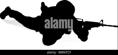 Soldier High Quality Silhouette Stock Vector