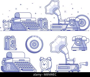 Vintage Things and Objects Icons Stock Vector