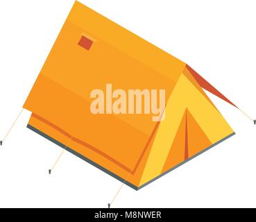 Touristic tent icon. Orange background with black. Vector illustration ...