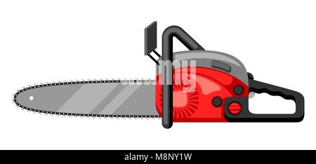 Illustration of gasoline saw on white background isolated Stock Vector