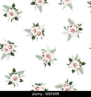 Seamless pattern Vector floral watercolor design. Rustic romantic background print Stock Vector