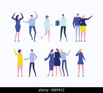 Party - flat design style set of isolated characters Stock Vector