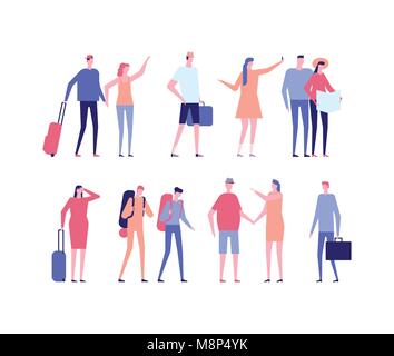 Vacation - flat design style set of isolated characters Stock Vector