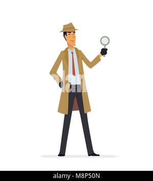 Private detective - cartoon people characters illustration Stock Vector