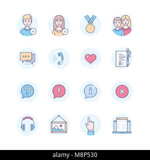 Social media - modern line design style icons set Stock Vector