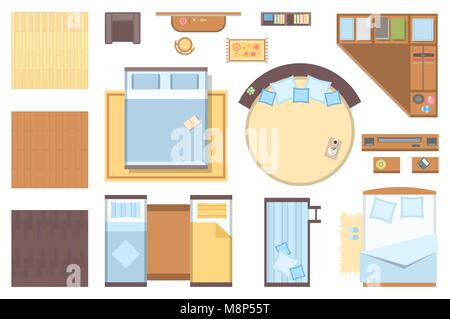 Bedroom elements - set of modern vector objects Stock Vector