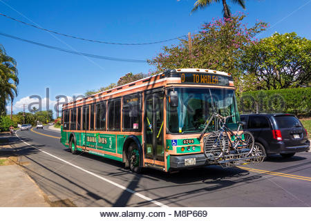 Public transportation Maui Bus at Kihei on the island of Maui in the