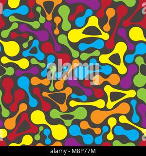 Multi-colored seamless texture on a black background for a background, fabric, the press. The geometrical forms connected in the form of a metaball. V Stock Vector