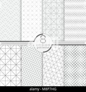 Set of seamless patterns. Collection of modern stylish textures. Regularly repeating geometrical ornaments with different geometric shapes. Modern vec Stock Vector