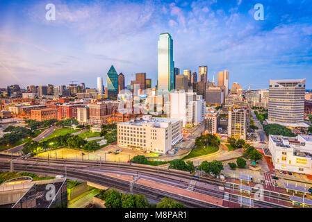 Dallas, Texas, USA downtown skyline at dusk. Stock Photo