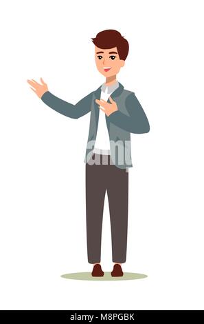 Businessman character set. Animate character. Male personage constructor. Different man postures. Vector set personage. Stock Vector