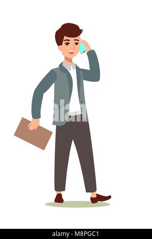 Businessman character set. Animate character. Male personage constructor. Different man postures. Vector set personage. Stock Vector