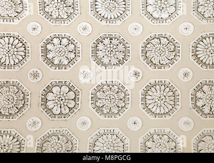 Decorative plaster ceiling in baroque style, view from below Stock Photo