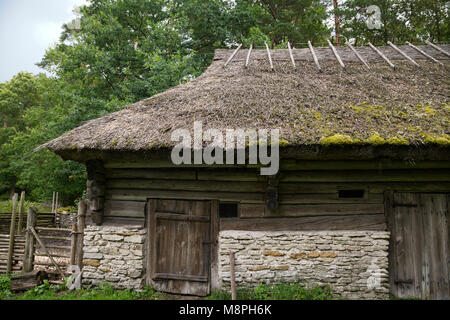 Thatched house at Rocca al Mare open air museum, Tallinn, Estonia Stock Photo