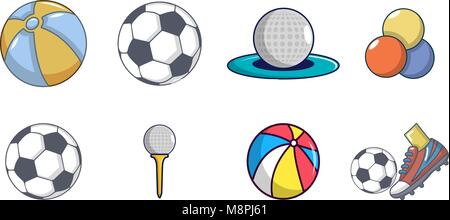 Balls icon set, cartoon style Stock Vector