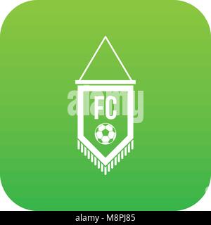 Pennant with soccer ball icon digital green Stock Vector
