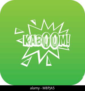 Kaboom, explosion icon digital green Stock Vector