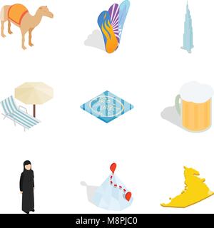 Anticipated icons set, isometric style Stock Vector