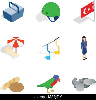 Furlough icons set, isometric style Stock Vector