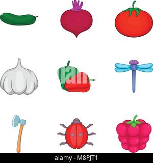 Plant origin icons set, cartoon style Stock Vector