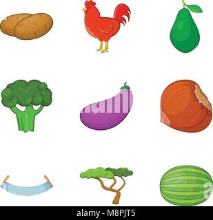 Phytogenesis icons set, cartoon style Stock Vector