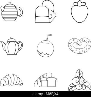 Vegan menu icons set, simple style Stock Vector