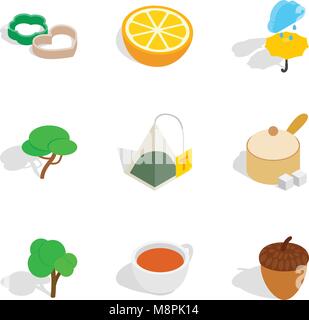 Vegan dish icons set, isometric style Stock Vector