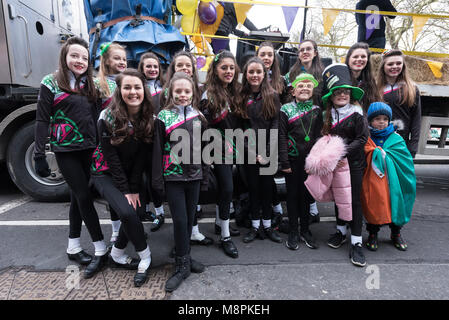 London, UK. 18th March, 2018. Young dancers taking part in the parade Credit: Raymond Tang/Alamy Live News Stock Photo