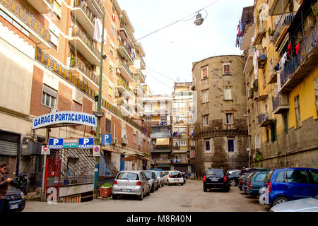 Old working class housing opposite Porta Capuana, Naples Stock Photo