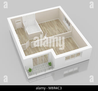 3d model of empty home apartment Stock Photo