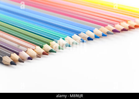 Number of colored pencils on white background Stock Photo