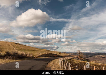 Travelling on D 49 from Apchon to Riom-ès-Montagne in Auvergne, France Stock Photo