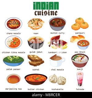 A vector illustration of Indian Food Cuisine Stock Vector