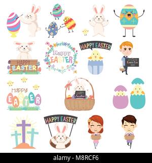 A vector illustration of Cute Easter Clip Arts Stock Vector