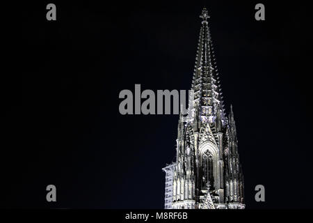 Cologne Cathedral tower at night