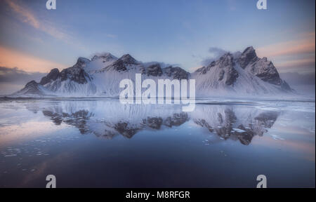 Vestrahorn mountains at Stokksnes beach in Iceland Stock Photo