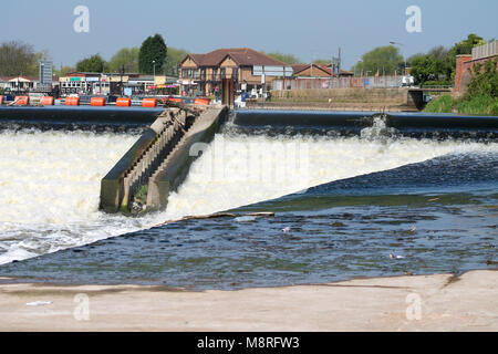 spillway in summer on the river trent beeston lock england