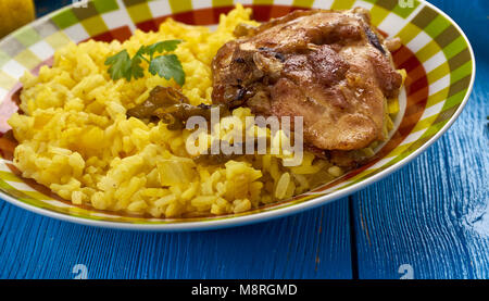 South African biryani , South African cuisine , Traditional assorted dishes, Top view. Stock Photo