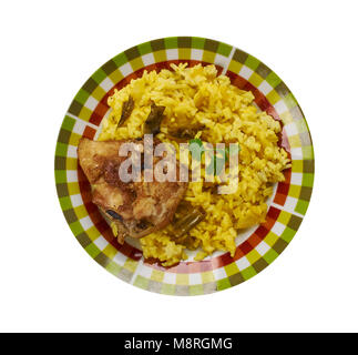 South African biryani , South African cuisine , Traditional assorted dishes, Top view. Stock Photo